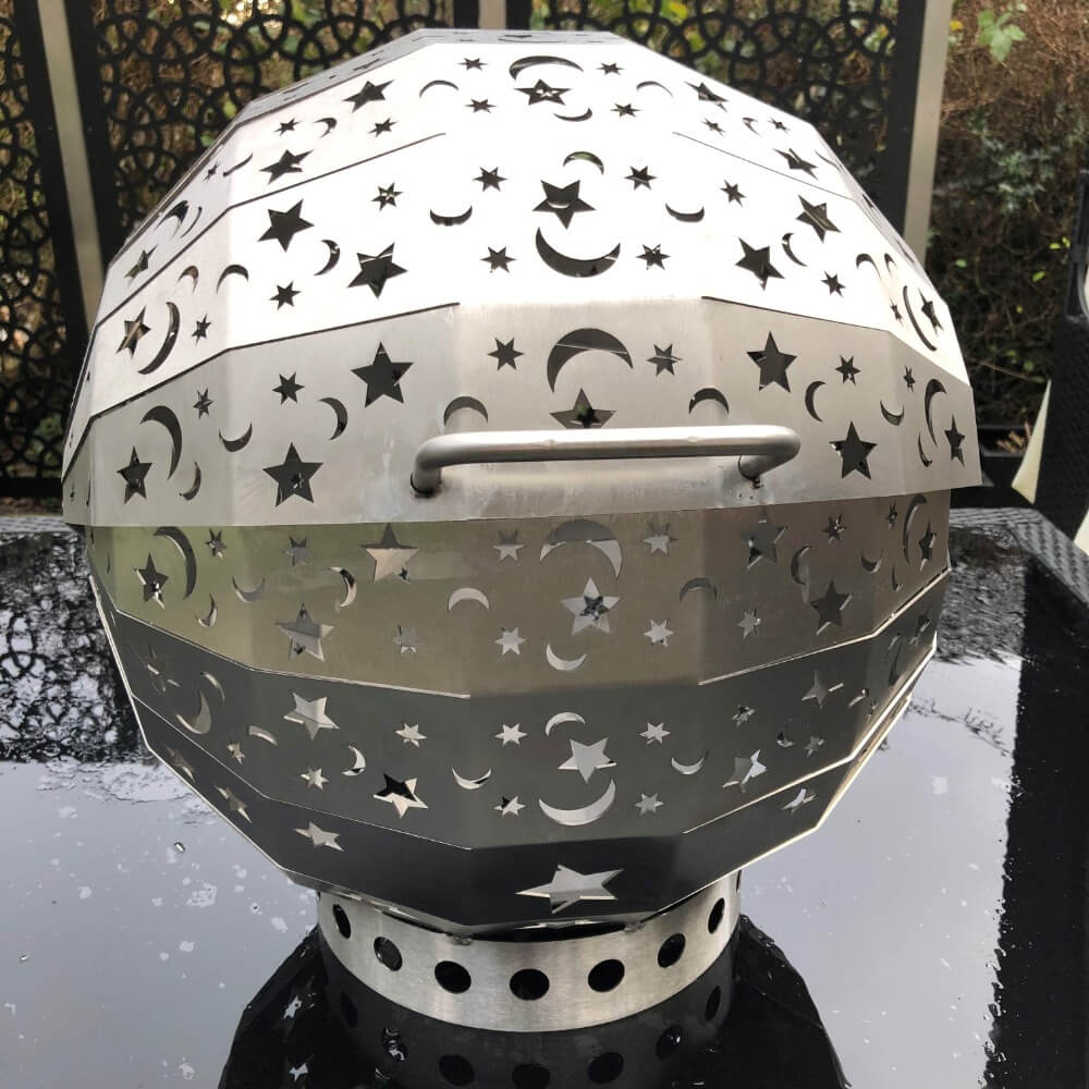 450mm Stainless Steel Moon & Stars Fire Pit Globe Fire Ball